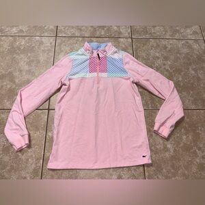 Vineyard Vines Pink Girls' Pullover with Multicolor Chevron Panel